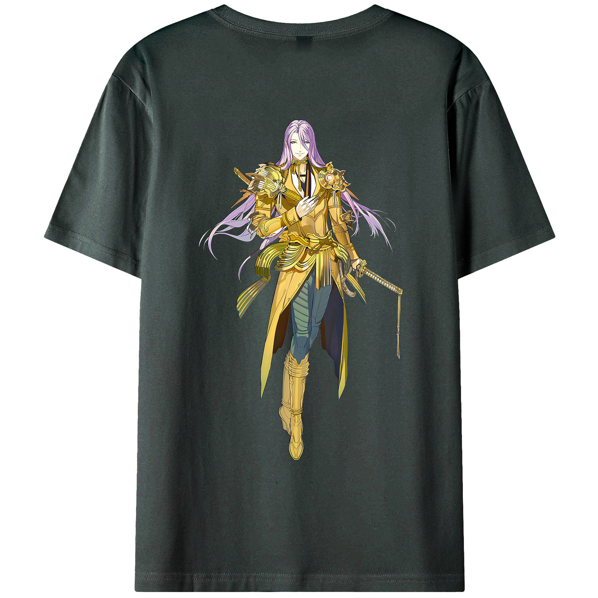 （画像用） 刀剣乱舞 Touken Ranbu 綿100％ メンズ半袖Tシャツ（バックプリント） 通気性